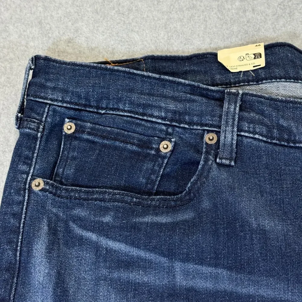 Levi's 511 Slim Stretch Denim Shorts Dark Blue Raw Hem Men's 46 ** READ **